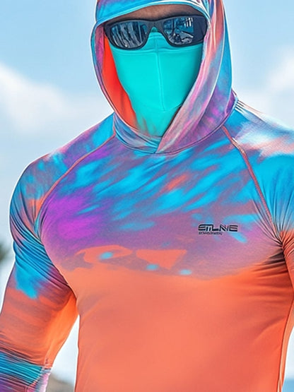 Men's Outdoor Sun Protection Breathable Cool Hooded Sun Protection Long-Sleeved Top
