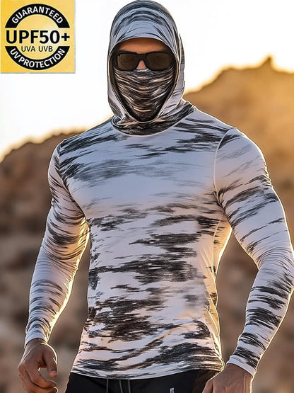 Men's Outdoor Sun Protection Breathable Cool Hooded Sun Protection Long Sleeve Top