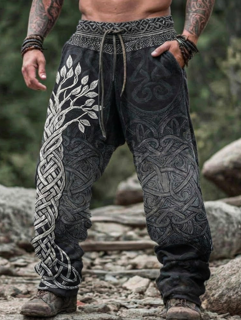 Men's Viking Retro Tree Of Life Celtic Style Nordic Pants