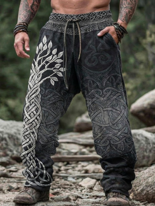 Men's Viking Retro Tree Of Life Celtic Style Nordic Pants