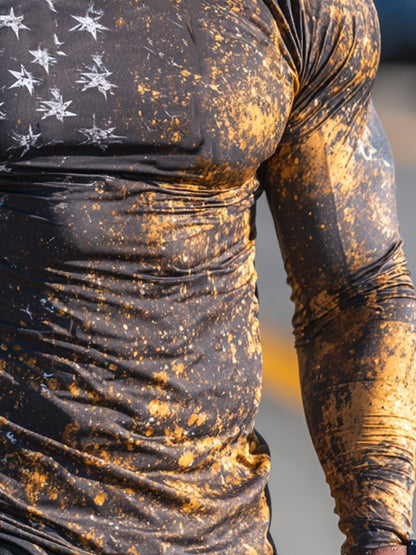 Men's Outdoor Sun-Protective Breathable and Cooling Long Sleeve Hoodie with Flag Print