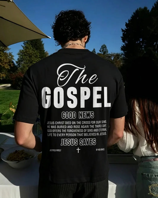 The Gospel Good News Jesus Saves Christian Text Printed Men's T-shirt