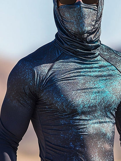 Men's Outdoor Sun Protection Breathable Cool Hooded Sun Protection Long-Sleeved Top