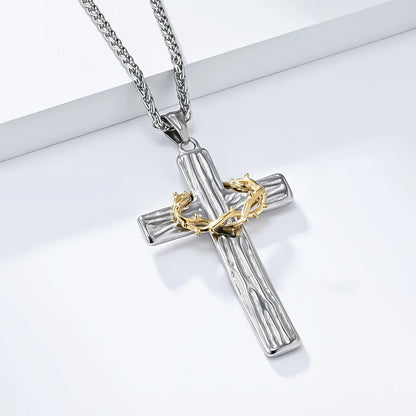 Jesus Crown Of Thorns Cross Sacred Protection Pendant Necklace