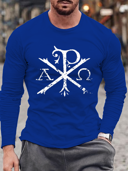 Labarum Christogram Cross Faith Cotton Long Sleeve T-Shirt