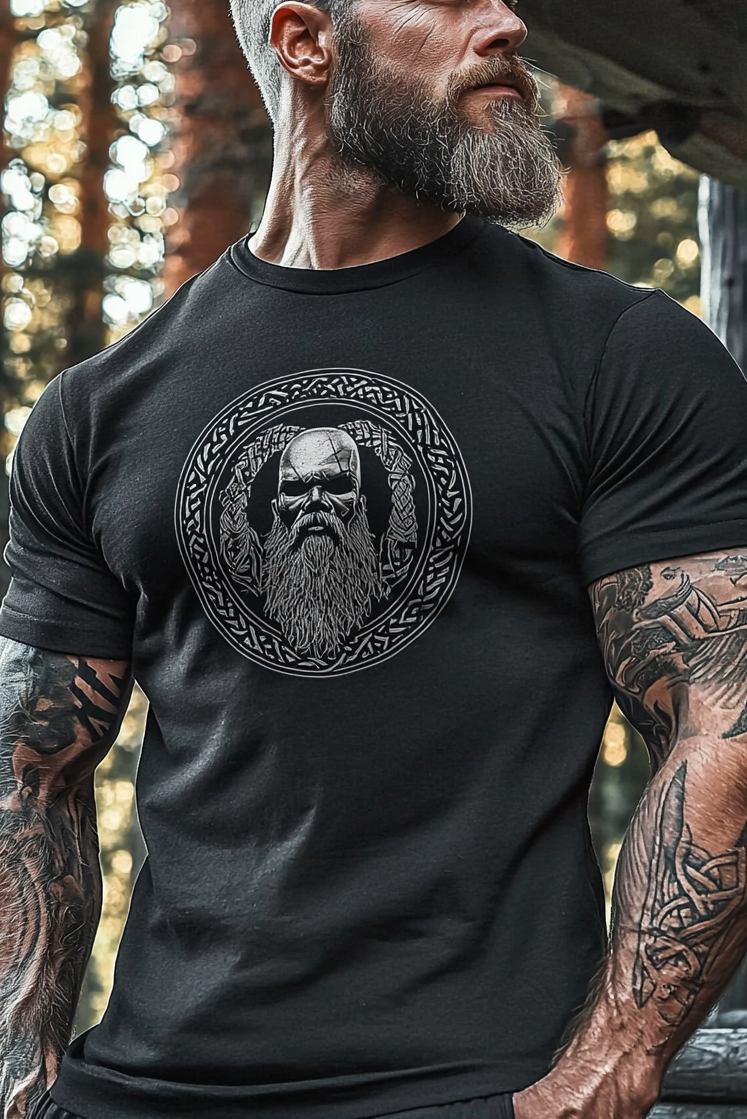 Nordic Viking Warrior Totem Digital Printed T-shirt