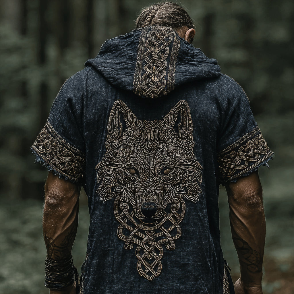 Men's Viking Inspired Celtic Knot Retro Short Sleeve Hoodie