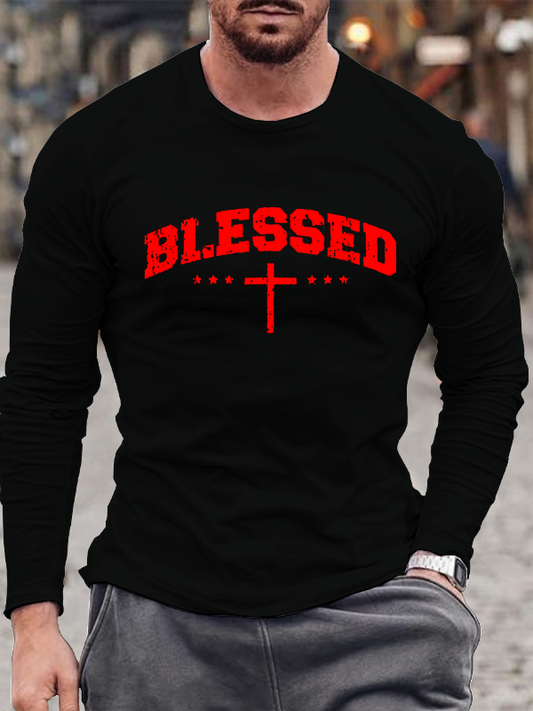 Blessed Cross Christian Cotton Long Sleeve T-Shirt