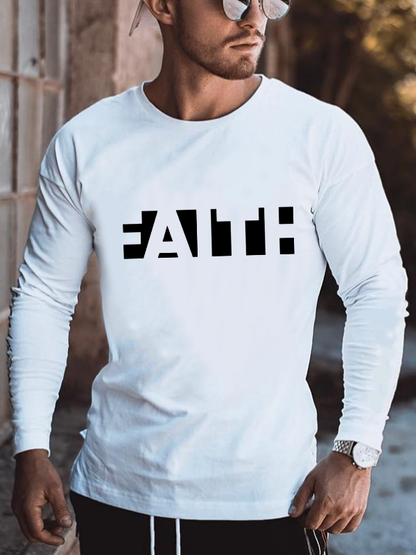 Faith Printed Cotton Long Sleeve T-Shirt
