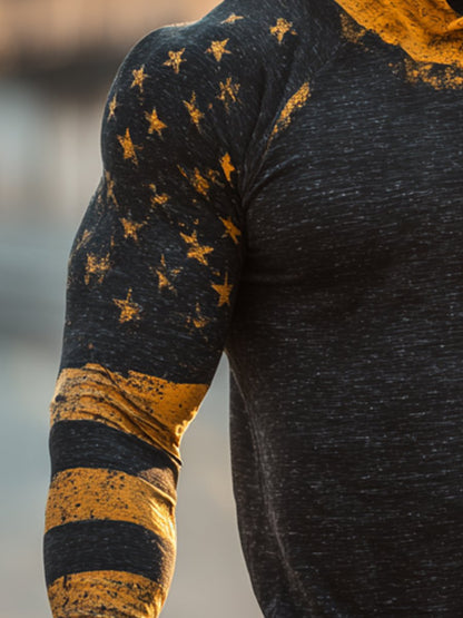 Men's Retro Logo Outdoor Sun Protection Breathable Cooling Mask Hooded Sun Protection Long Sleeve Top