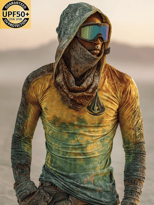 Men's Full Face Hood Bayek Eagle Hooded Long Sleeve Sun Shield Shirt