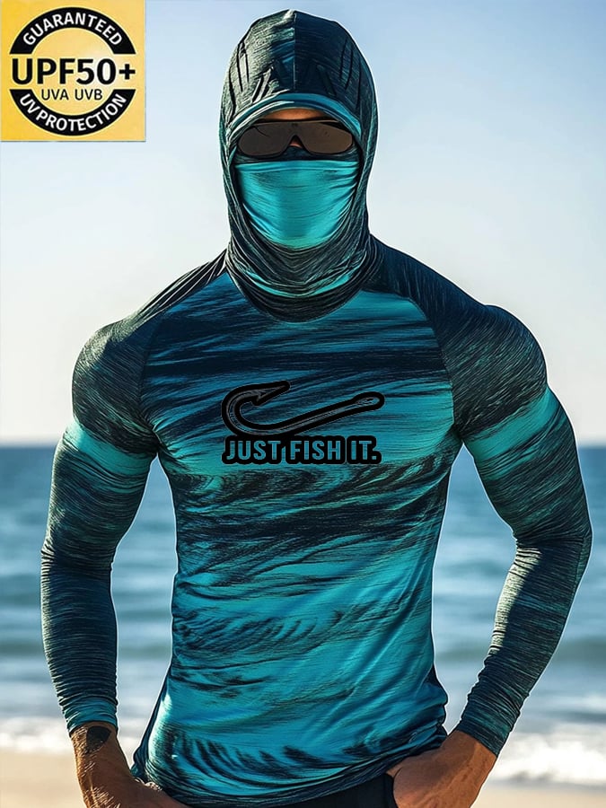 Men's Outdoor Sun Protection Breathable Cool Hooded Sun Protection Long-Sleeved Top
