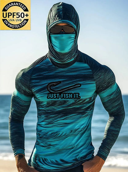 Men's Outdoor Sun Protection Breathable Cool Hooded Sun Protection Long-Sleeved Top