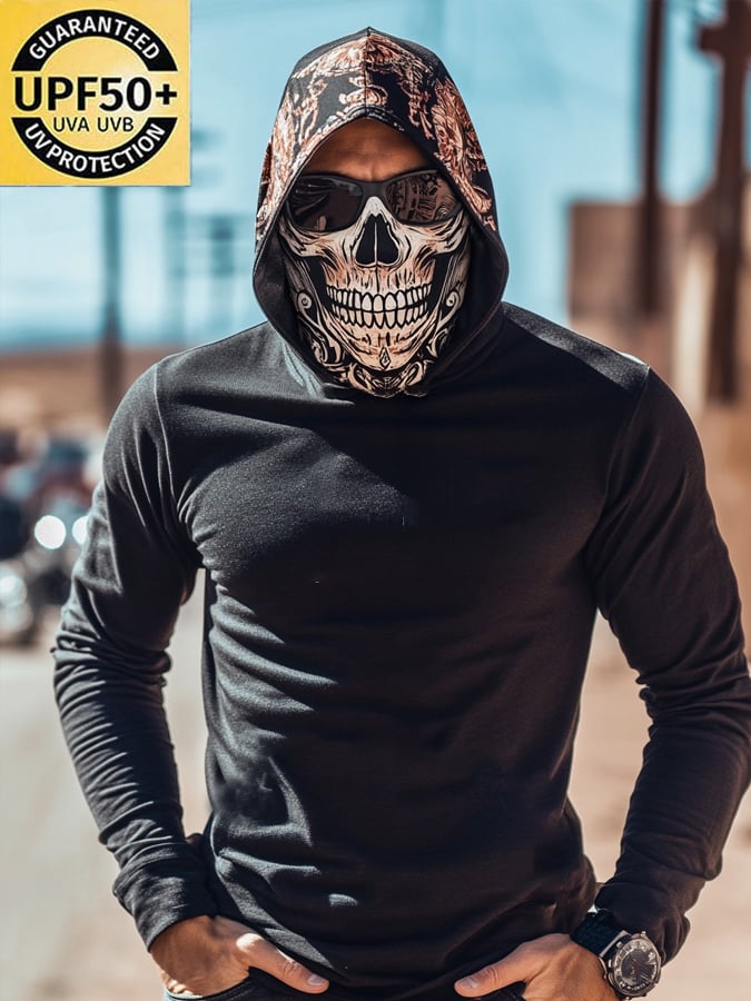 Men's Outdoor Sun Protection Breathable Cool Hooded Sun Protection Long Sleeve Top