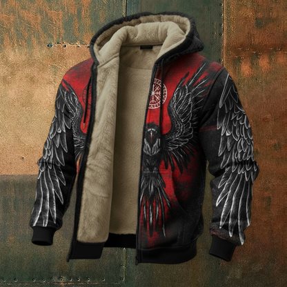 Viking Nordic Raven Gradient Casual Long-Sleeve Warm Fleece Hoodie