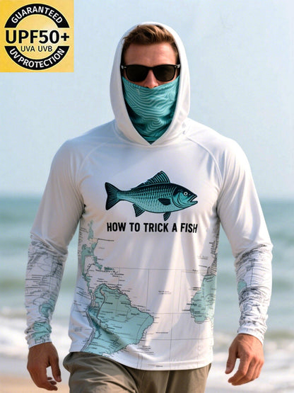 Men's Outdoor Sun Protection Breathable Cool Mask Hooded Sun Protection Long-Sleeved Top
