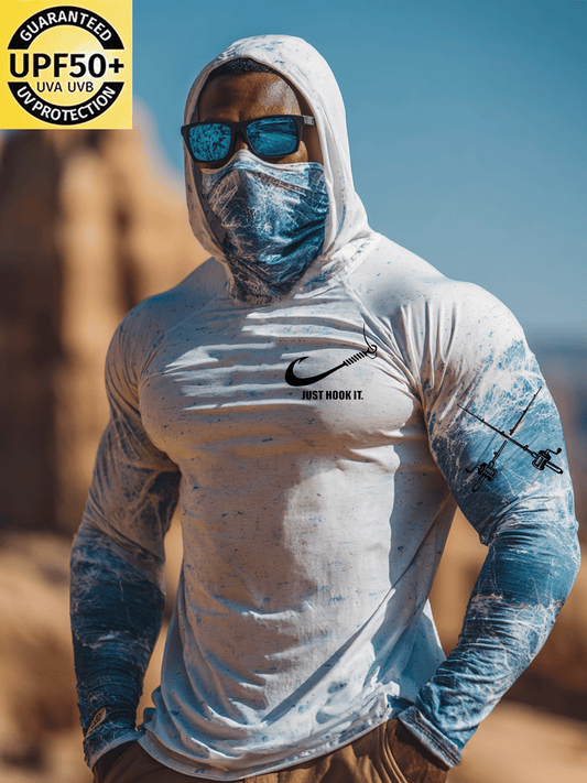 Men's Outdoor Sun Protection Breathable Cool Mask Hooded Sun Protection Long-Sleeved Top