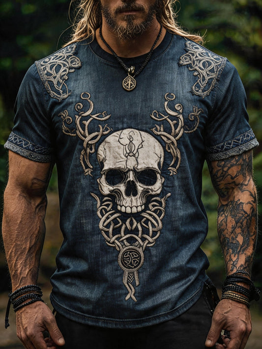 Men's Vintage Viking Print Short-Sleeve T-Shirt