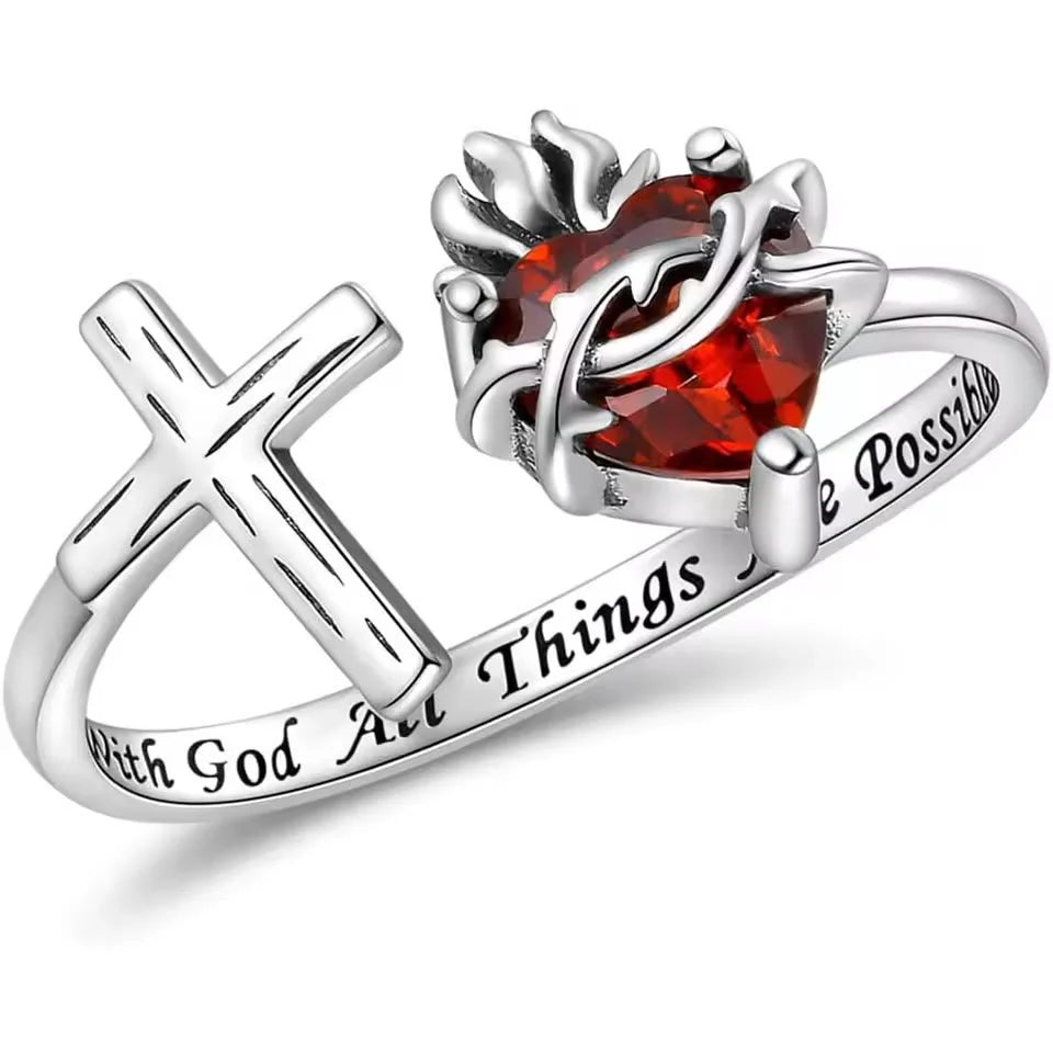 Sacred Heart of Jesus Ring With God All Things Are Possible