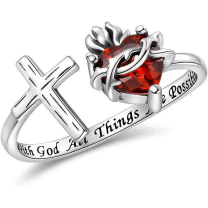 Sacred Heart of Jesus Ring With God All Things Are Possible