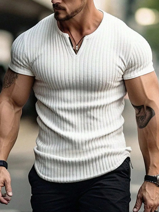 Men's Textured V-Neck T-Shirt