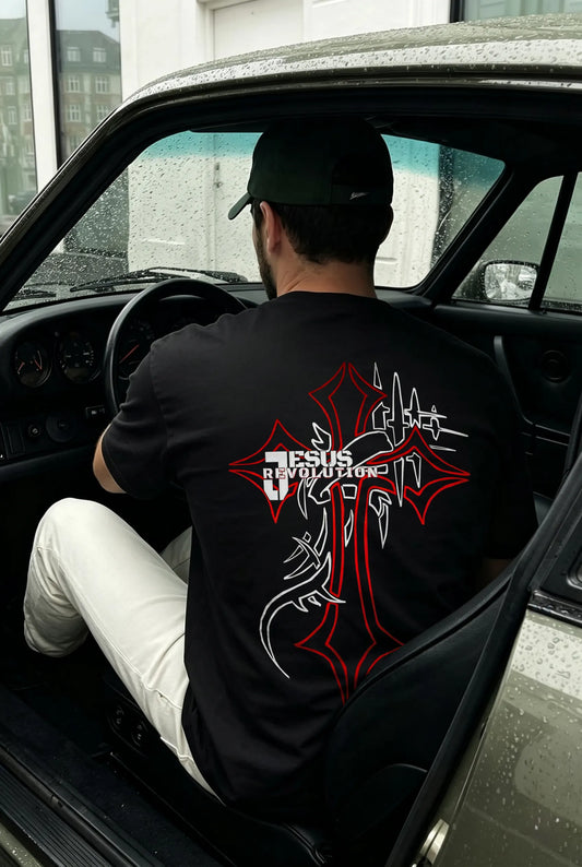 Jesus Revolution Gothic Thorn Cross Printed Men's T-shirt
