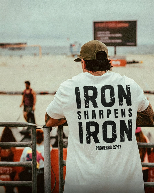 Iron sharpens iron Proverbs 27:17 Printed Men's T-shirt