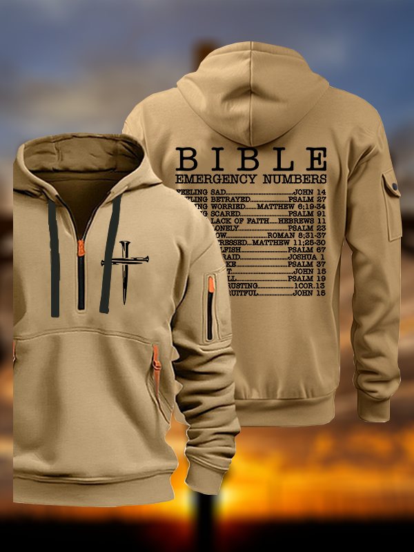 Bible Emergency Numbers  Jesus God Christian Zipper Hoodies