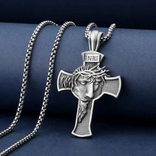 Previous Next Jesus Face Cross Necklace