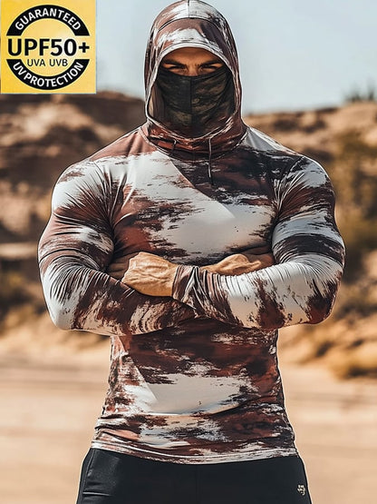 Men's Outdoor Sun Protection Breathable Cool Hooded Sun Protection Long Sleeve Top