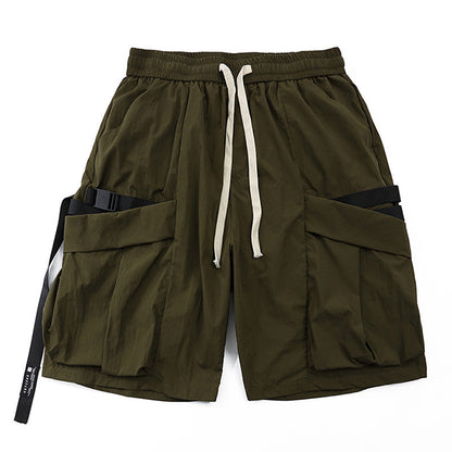 Men's Solid Color Multi-pocket Shorts