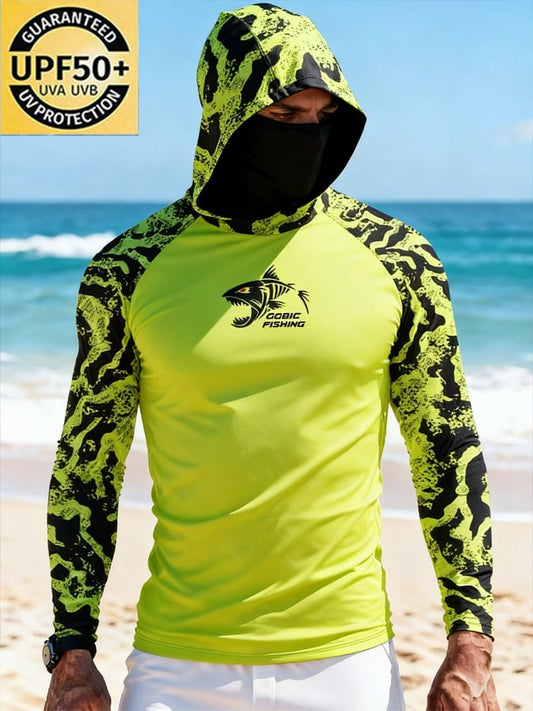 Men's Outdoor Sun Protection Breathable Cool Hooded Sun Protection Long-Sleeved Top