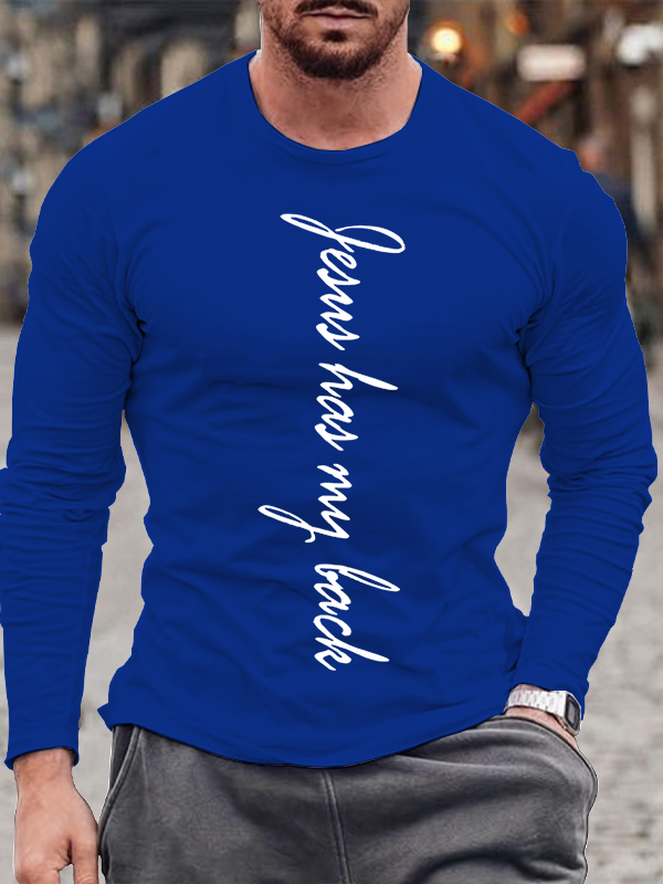 Jesus Has My Back Back Print Long Sleeve T-Shirt