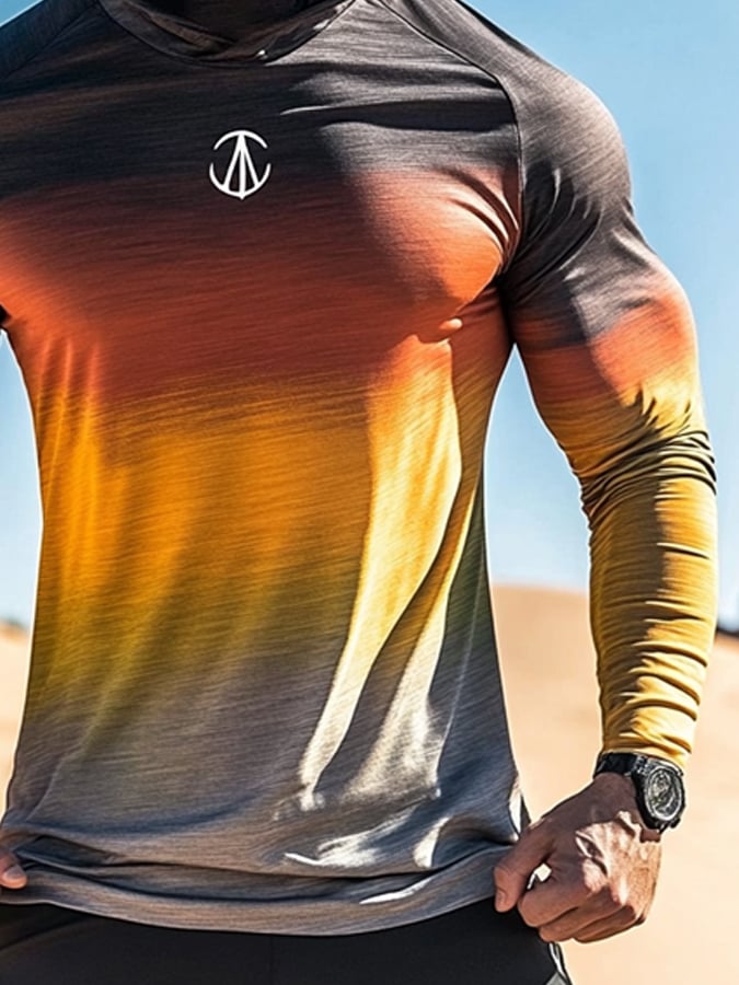 Men's Outdoor Sun Protection Breathable Cool Hooded Sun Protection Long Sleeve Top