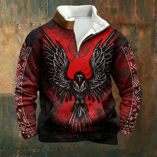 Retro Celtic Viking Sherpa Collar Sweatshirt