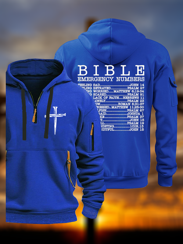 Bible Emergency Numbers  Jesus God Christian Zipper Hoodies