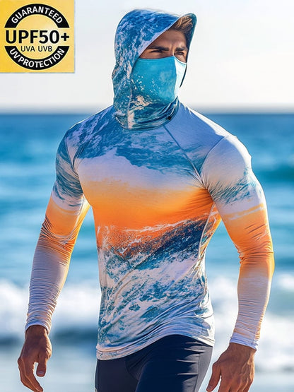 Men's Outdoor Sun Protection Breathable Cool Hooded Sun Protection Long Sleeve Top