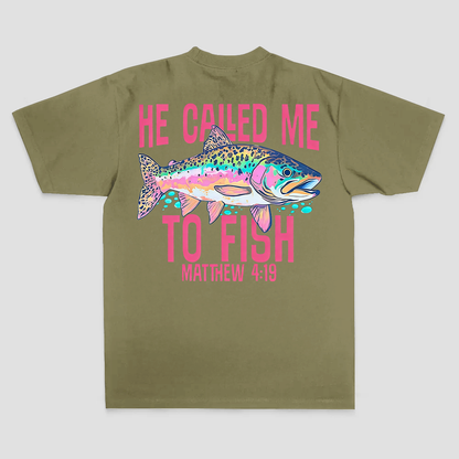 He Called Me To Fish Matthew 4:19 Printed Men's T-shirt
