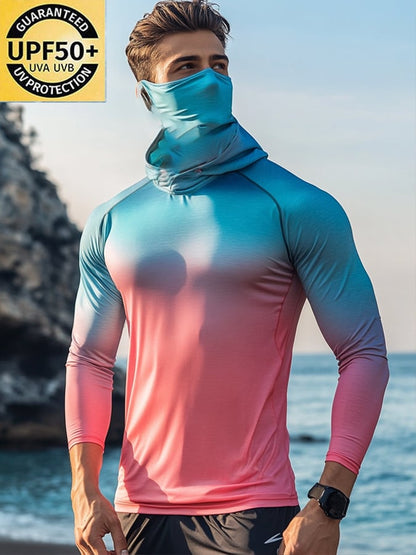 Men's Outdoor Sun Protection Breathable Cool Hooded Sun Protection Long Sleeve Top