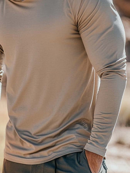 Men's Outdoor Sun Protection Breathable Cool Mask Hooded Sun Protection Long-Sleeved Top