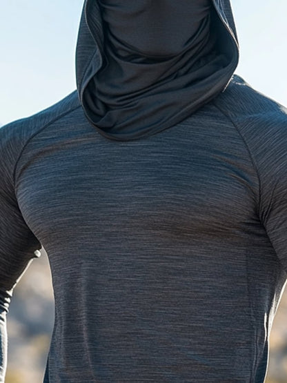 Men's Outdoor Sun Protection Breathable Cool Mask Hooded Sun Protection Long-Sleeved Top
