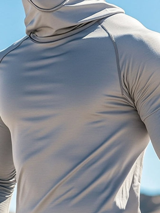 Men's Outdoor Sun Protection Breathable Cool Hooded Sun Protection Long Sleeve Top