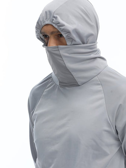 Men's Outdoor Sun Protection Breathable Cool Mask Hooded Sun Protection Long-Sleeved Top
