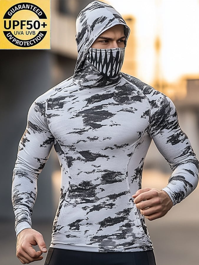 Men's Outdoor Sun Protection Breathable Cool Hooded Sun Protection Long Sleeve Top