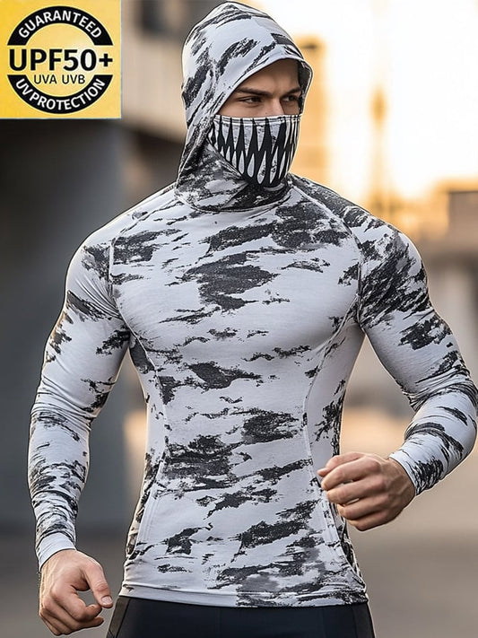 Men's Outdoor Sun Protection Breathable Cool Hooded Sun Protection Long Sleeve Top