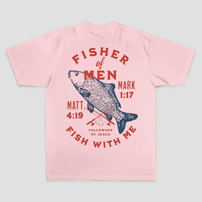 Fisher of men Mark 1:17 Matt. 4:19 Followers of jesus Fish with me Printed Men's T-shirt
