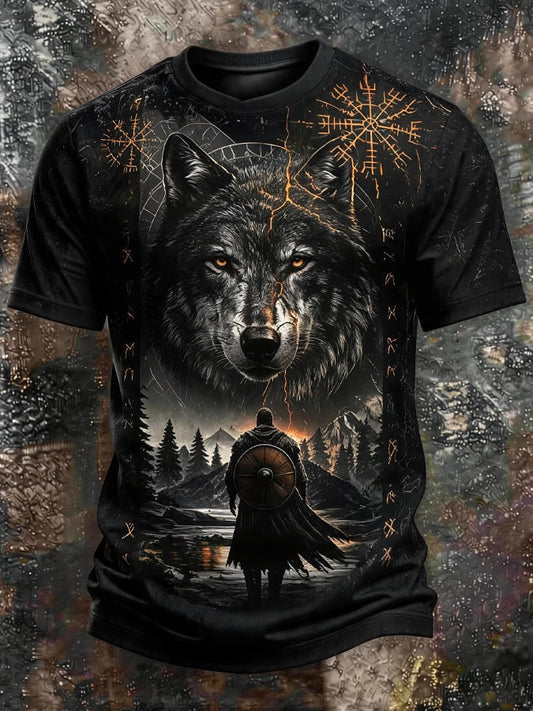 Men's Vintage Viking-Print T-Shirt