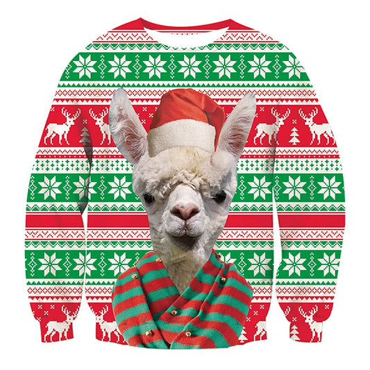 Alpaca Print Ugly Christmas Sweatshirt
