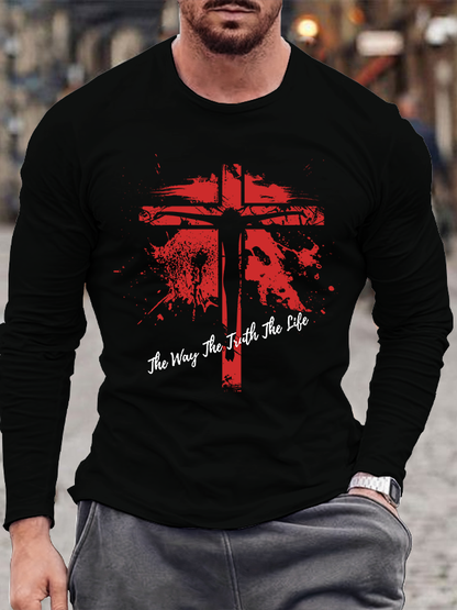 Jesus The Way The Truth The Life Christian Cotton Long Sleeve T-Shirt