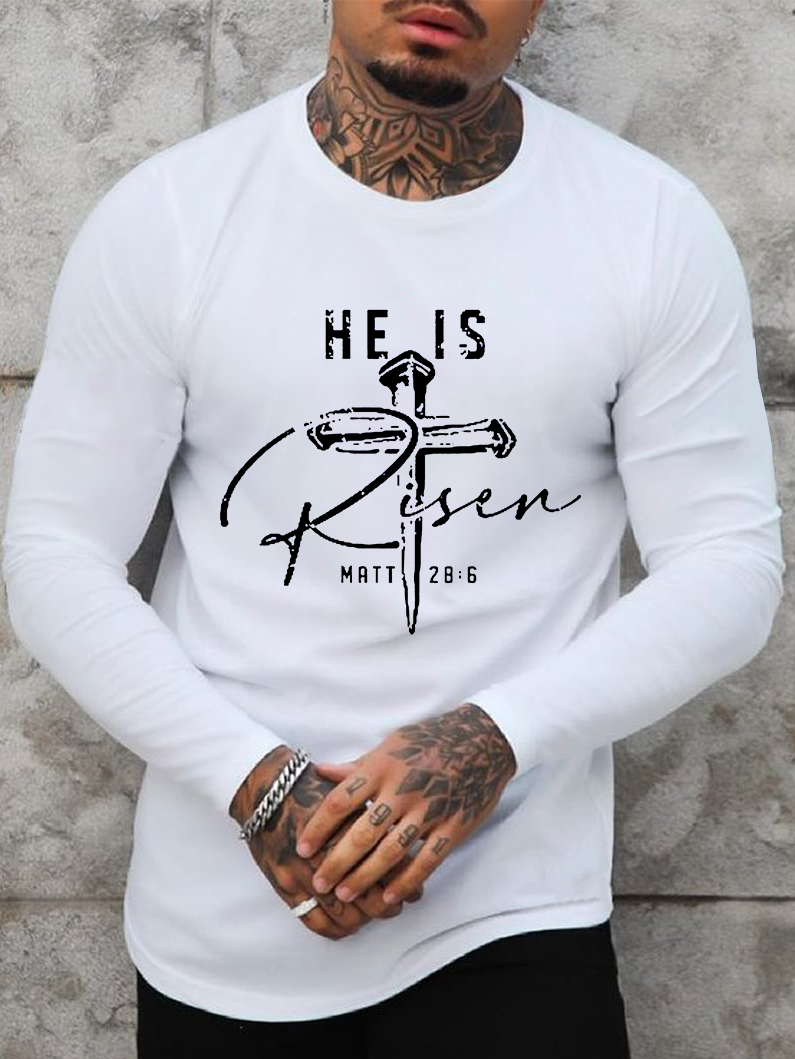 He Is Risen Jesus God Christian Cotton Long Sleeve T-Shirt